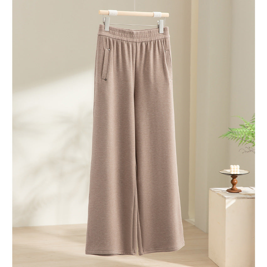 Women Wide Satin Pants with High Elastic Waistband and Flowing Draping Mune Fashion