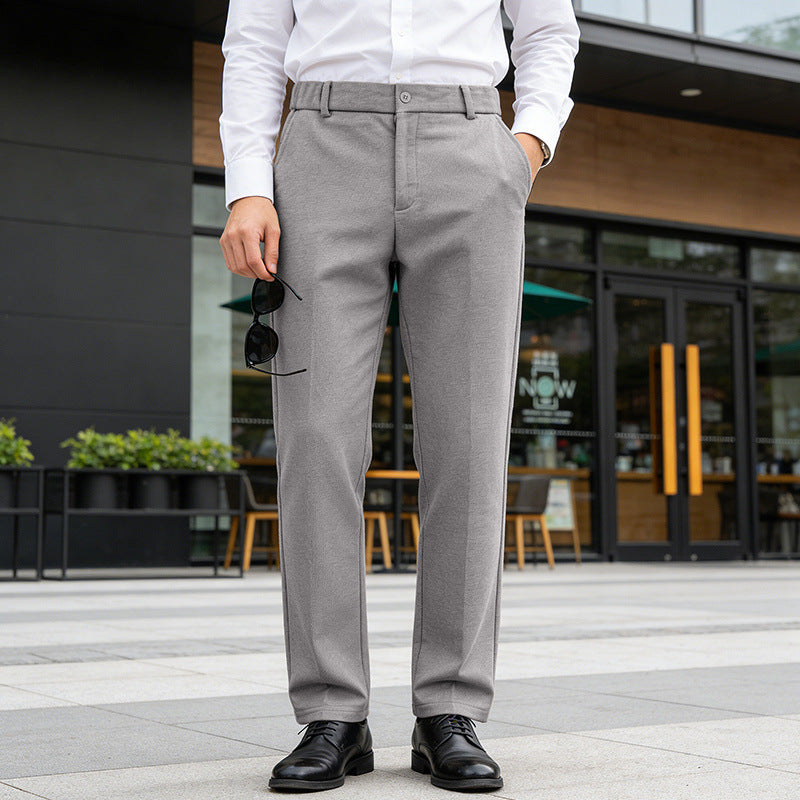 Men's Elegant Straight Tailoring Trousers with Crease and Fine Herringbone Structure Mune Fashion