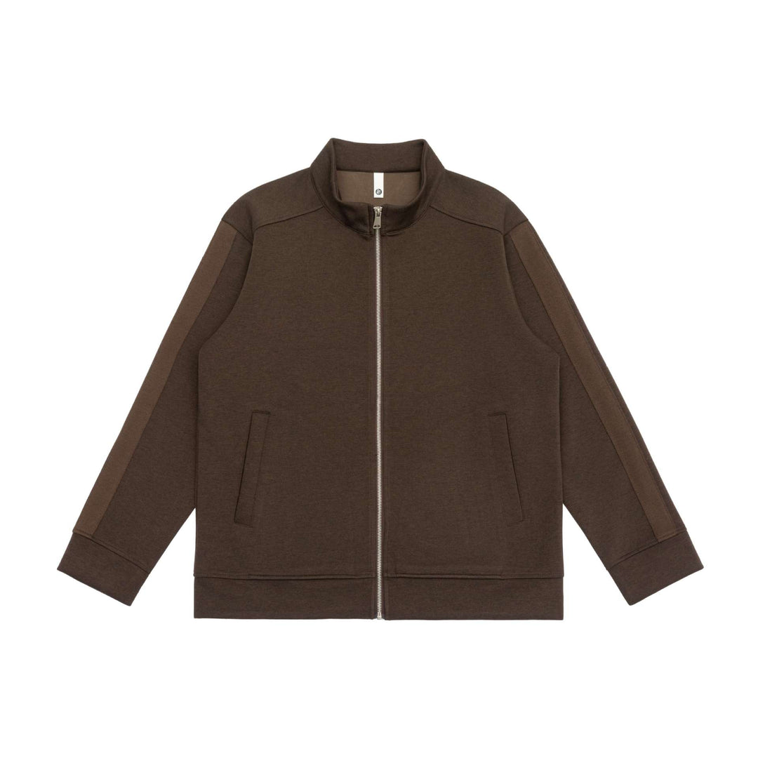 Men's sweatshirt jacket with stand-up collar, continuous zipper, and contrast sleeve inserts Mune Fashion