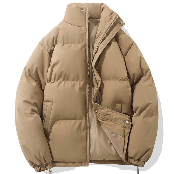 Men's warming puffer jacket with high stand-up collar, concealed two-way zipper and elastic cuffs Mune Fashion