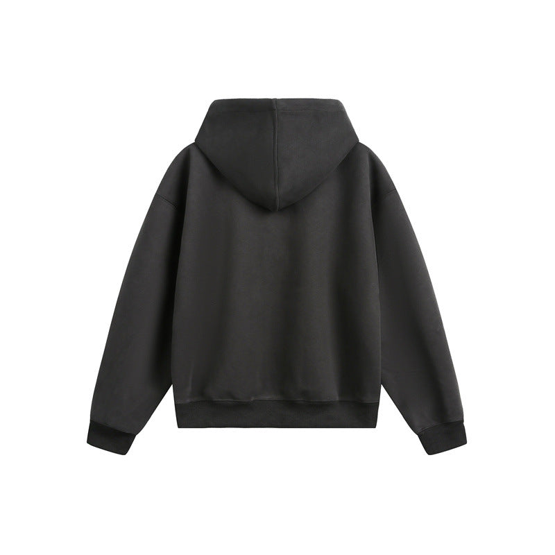 Unisex Hooded Sweat Jacket with Print Badges and Two-Way Zipper Mune Fashion