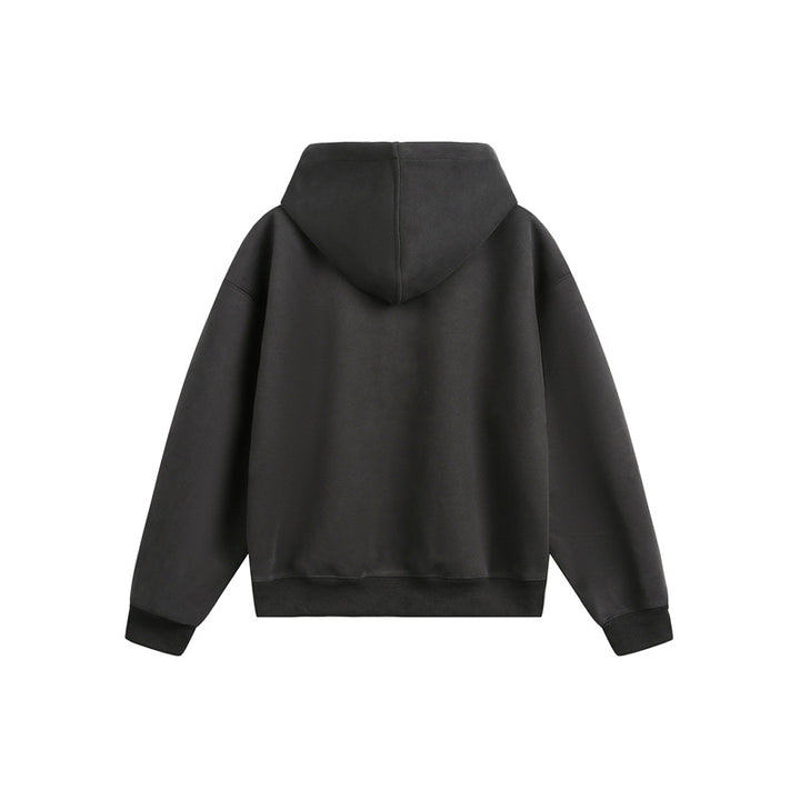 Unisex Hooded Sweat Jacket with Print Badges and Two-Way Zipper Mune Fashion