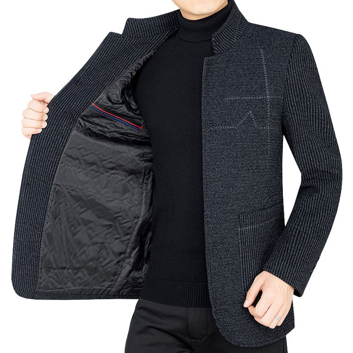 Men's knitted blazer with ribbed sleeves, stand-up collar and applied pockets Mune Fashion