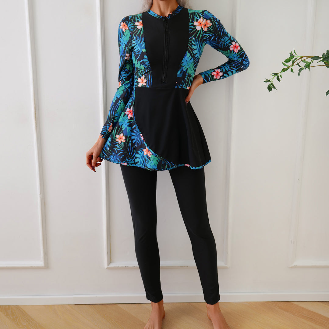 Ladies Sporty Long Sleeve Swimsuit with Elegant Tunic Look Mune Fashion