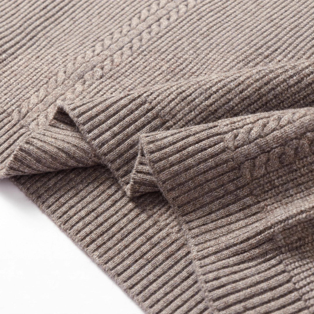 Unisex knitted sweater with Henley button placket and cable pattern Mune Fashion