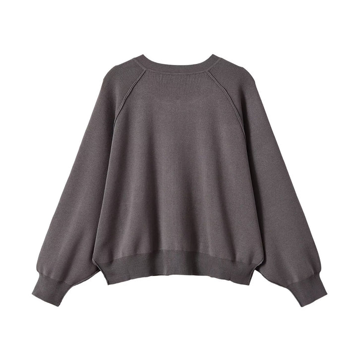 Women's Oversized Knit Bomber Jacket with Zipper and Raglan Sleeves Mune Fashion