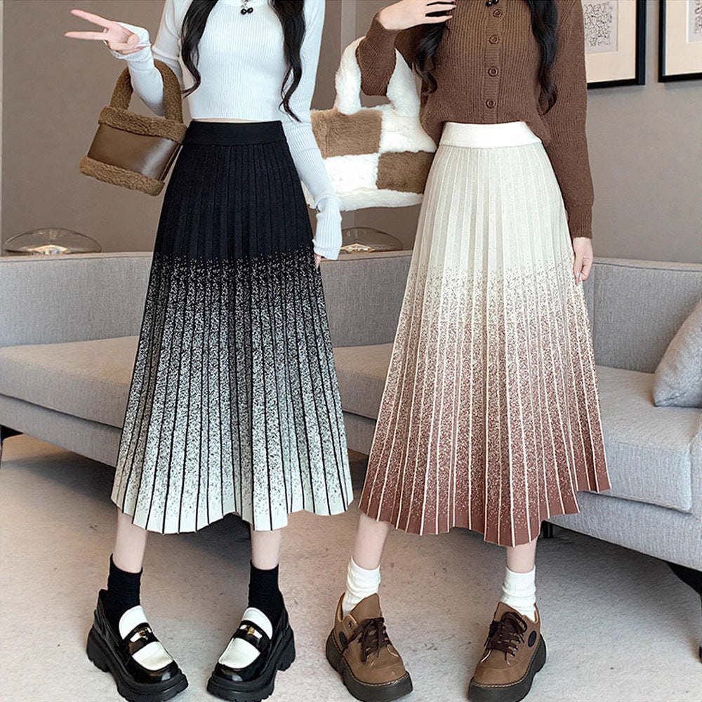 Ladies Elegant Pleated Midi Skirt Mune Fashion