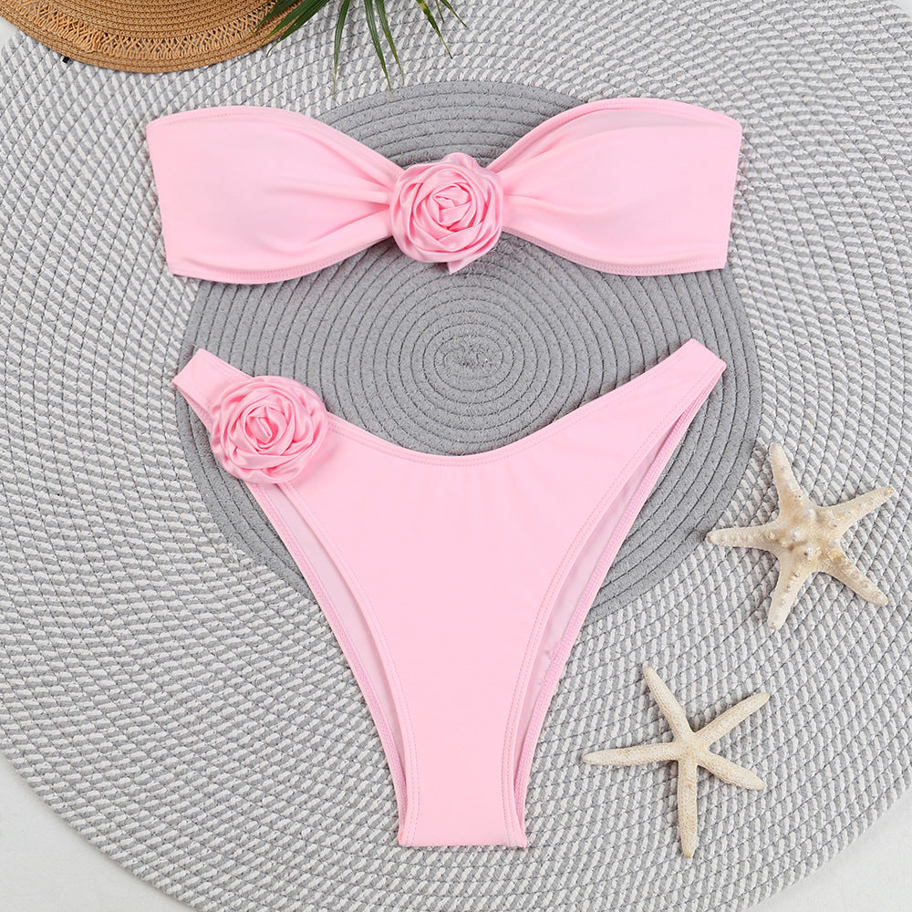 Women's bandeau bikini with decorative floral accents Mune Fashion