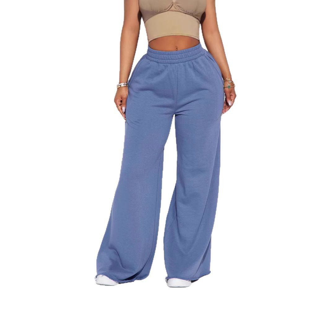 Women wide High-Waist lounge pants with elastic waistband and practical side pockets Mune Fashion