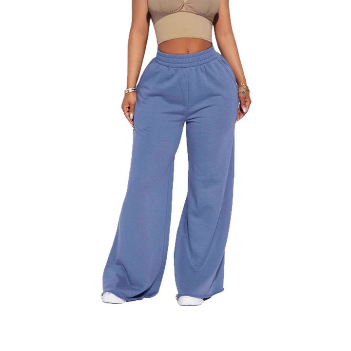 Women wide High-Waist lounge pants with elastic waistband and practical side pockets Mune Fashion