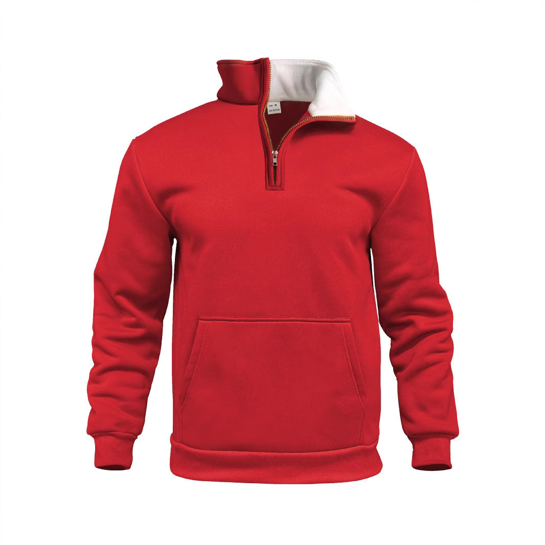 Men's comfort half-zip sweat with high fleece collar, kangaroo pocket and shape-stable ribbed hem Mune Fashion