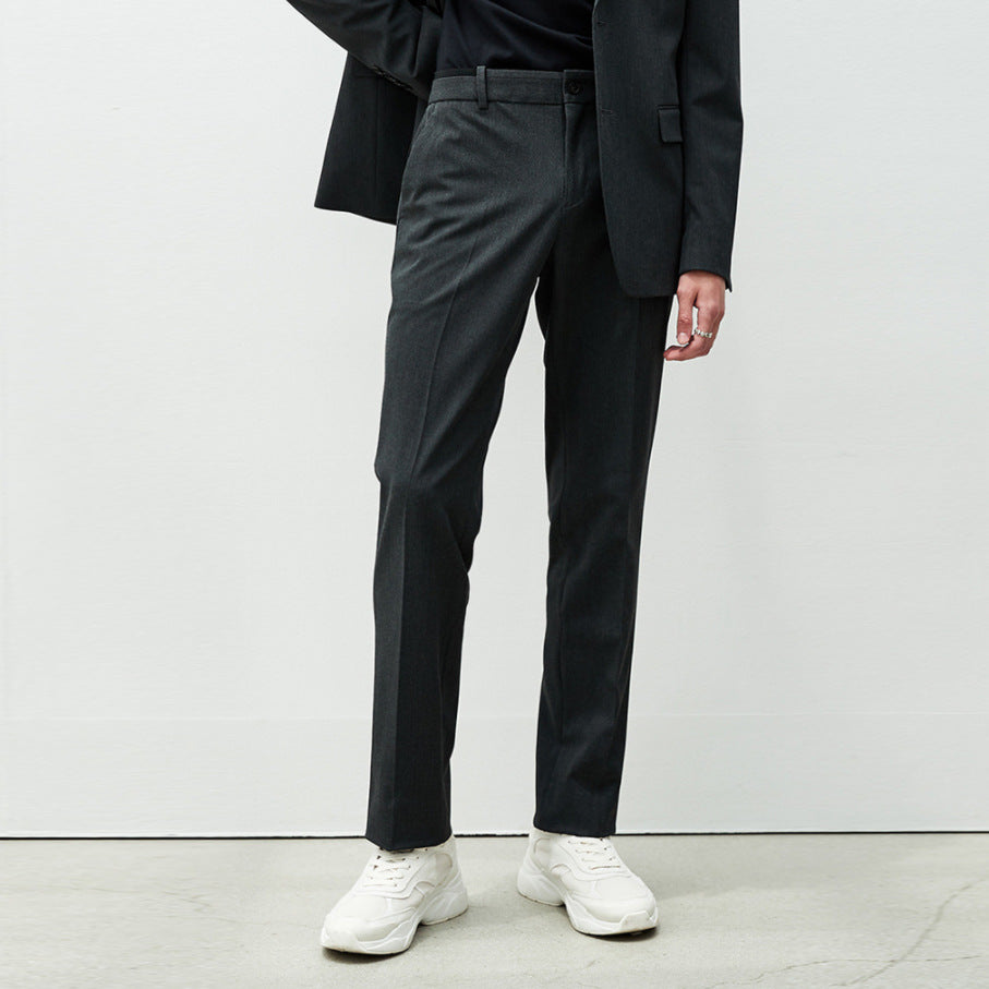 Men's Elegant Straight Cut Suit Trousers with Fold and Straight Leg Mune Fashion