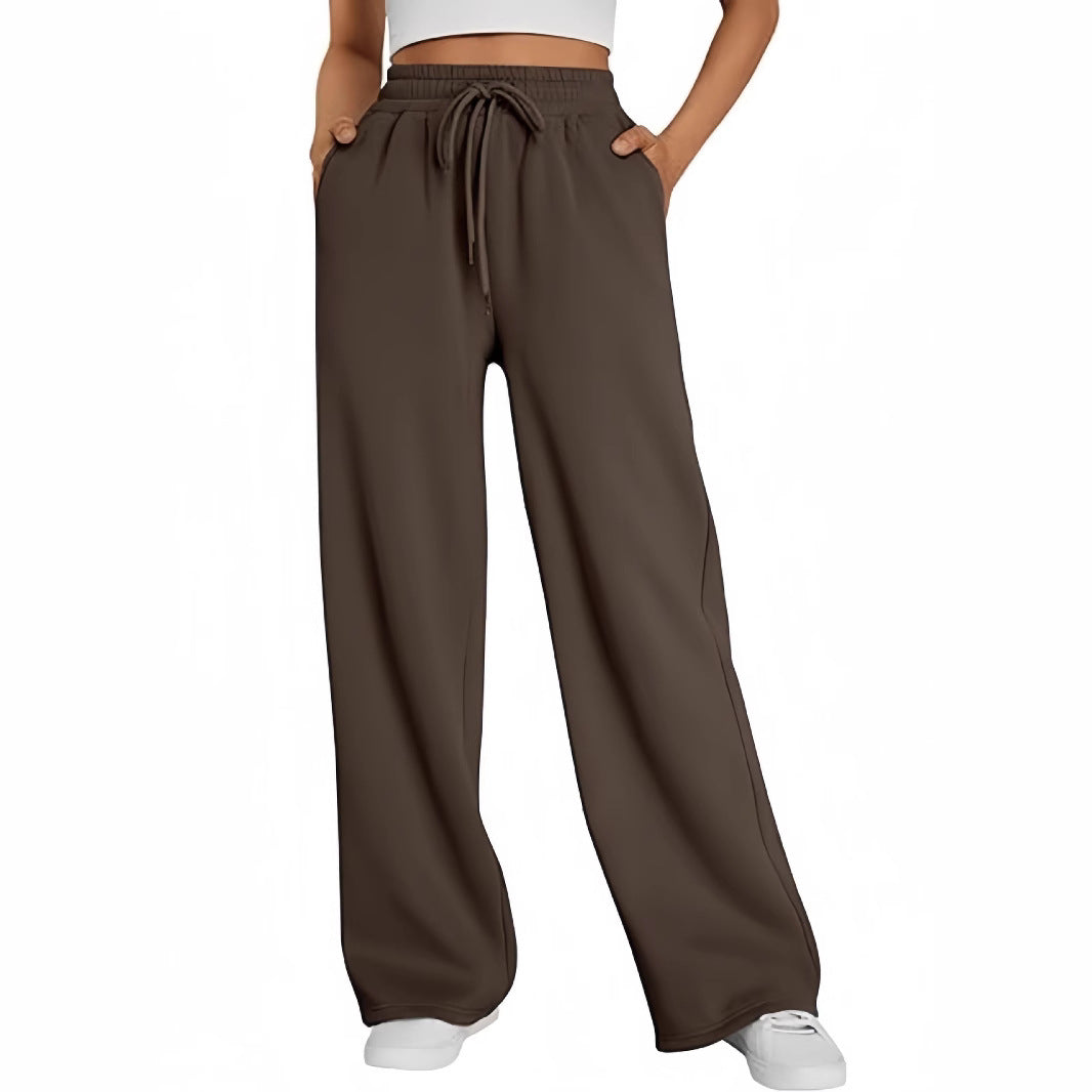 Ladies nan Palazzo lounge pants with high waist, elastic waistband, drawstring and deep side pockets Mune Fashion