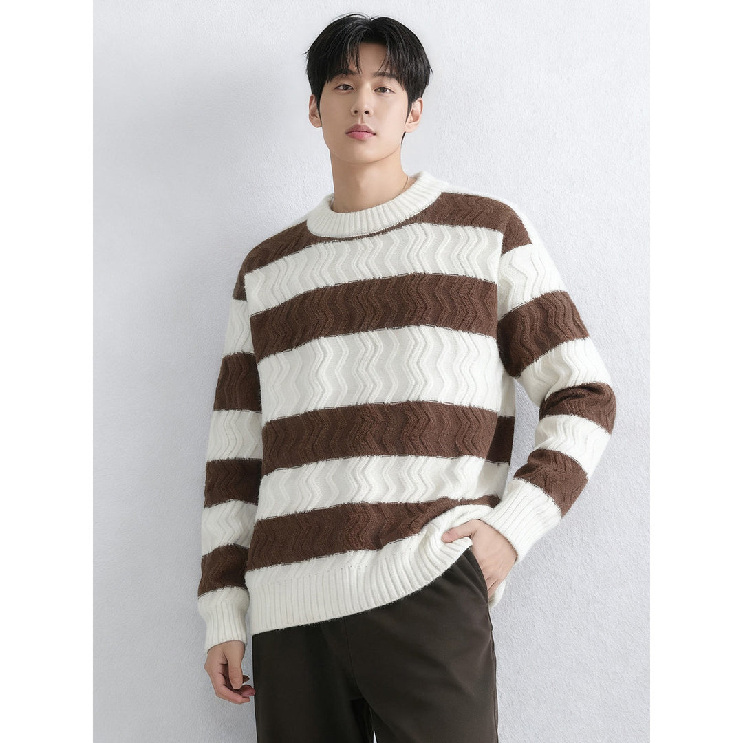 Men's chunky knit sweater with wave pattern Mune Fashion