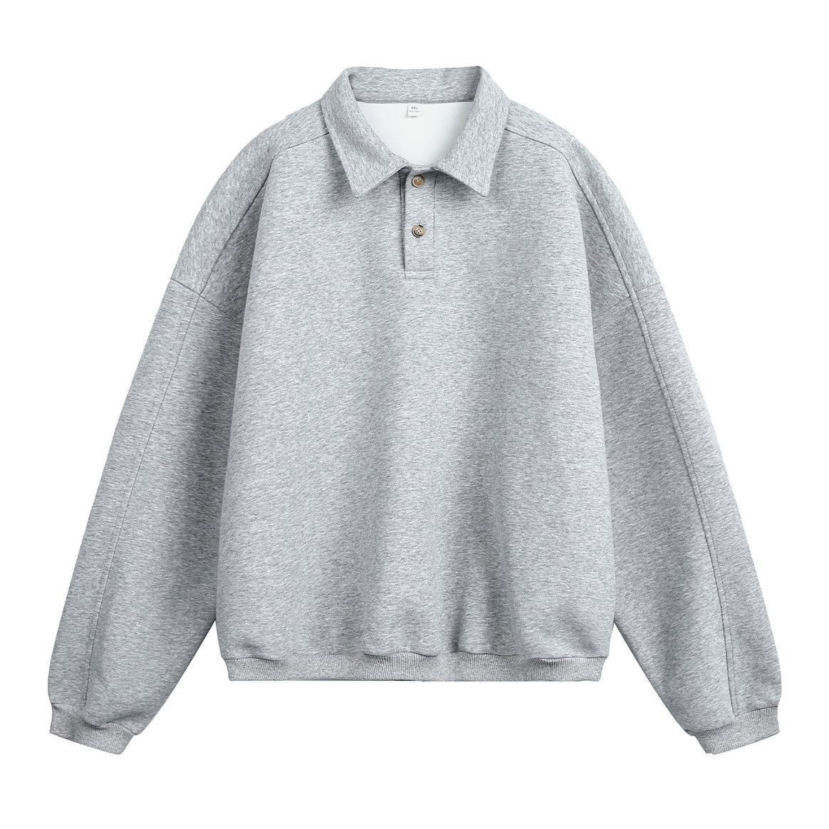 Unisex Casual Oversized Polo Sweatshirt with Shirt Collar, Raglan Sleeves and Cuffs Mune Fashion