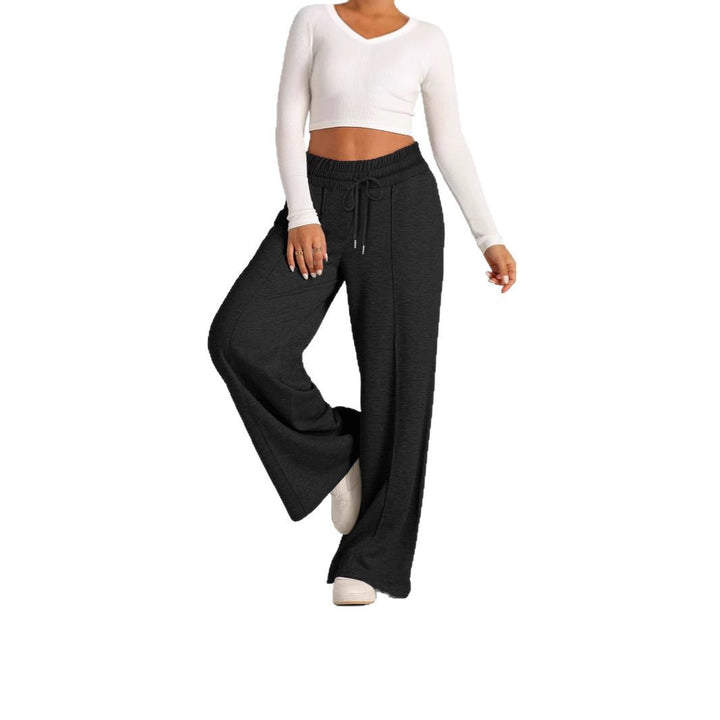 Women wide High-Waist Palazzo lounge pants with elastic comfort waistband and drawstring Mune Fashion
