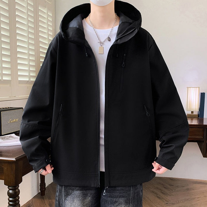 Men's Boxy Hooded Softshell Jacket with Concealed Zip, Multifunctional Zipper Pockets & Oversized Cut Mune Fashion