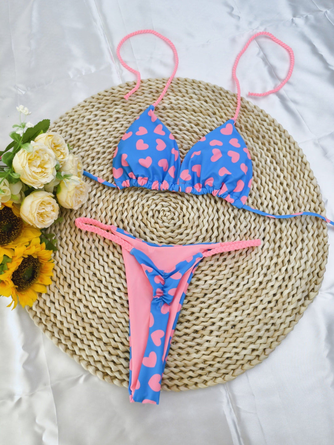 Women's Triangle Bikini Set with Cheerful Cherry Pattern and Adjustable Straps Mune Fashion