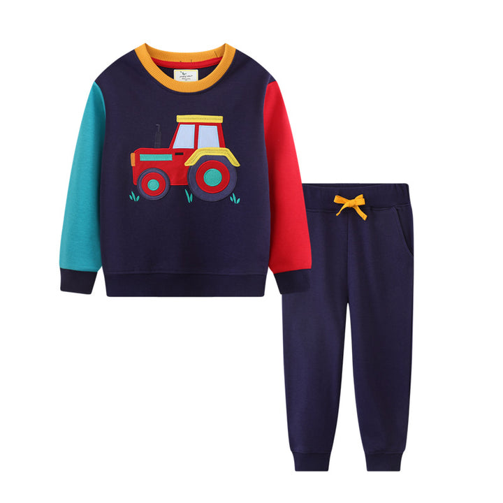 Boys' sweatshirt and jogger set with exciting tractor design Mune Fashion
