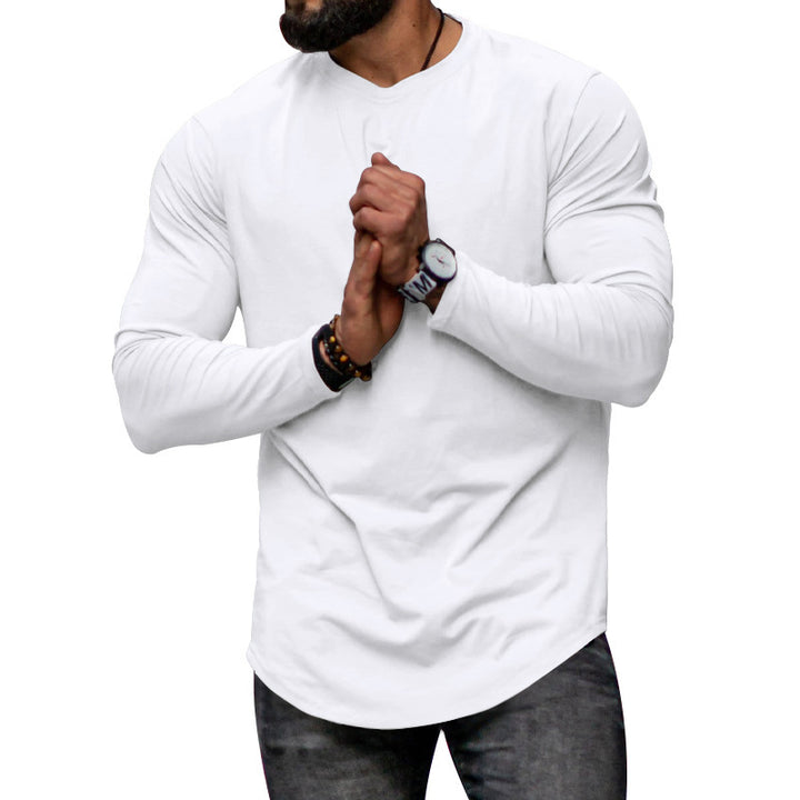 Men's long-sleeve shirt with extended round hem and slim fit made of elastic functional jersey Mune Fashion