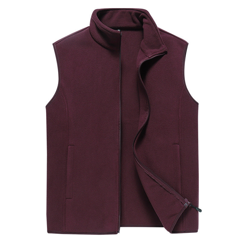 Men's Sleeveless Microfleece Vest with Stand-Up Collar and Concealed Two-Way Zip Mune Fashion