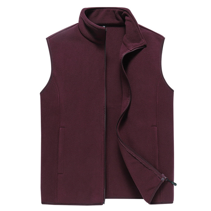 Men's Sleeveless Microfleece Vest with Stand-Up Collar and Concealed Two-Way Zip Mune Fashion