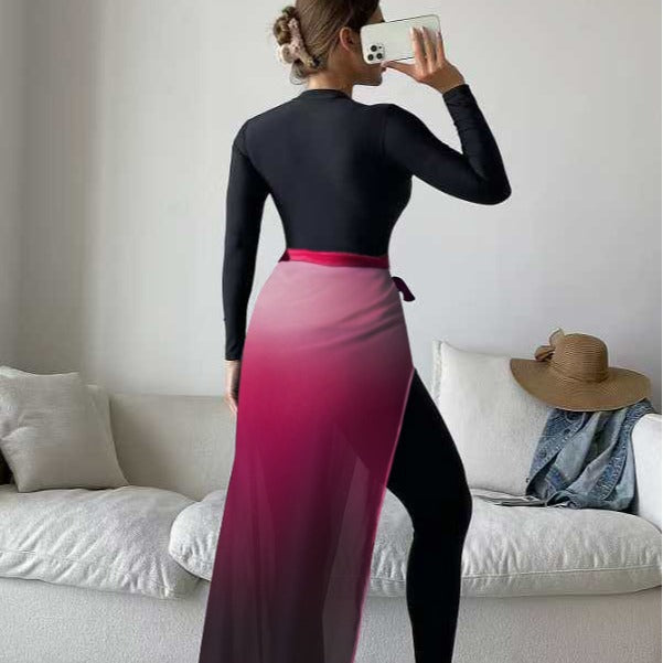 Women Sporty UV Protection Swimsuit with Wrap Skirt Mune Fashion