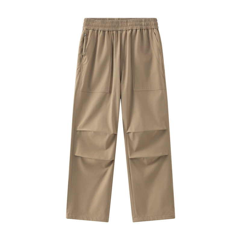Men's Wide Utility Cargo Pants with Drawstring Waist, Knee Patches & Adjustable Hem Mune Fashion