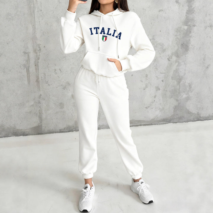 Women's cozy hoodie jogging suit set with hood, kangaroo pocket, soft brushed interior lining and Mexico print Mune Fashion