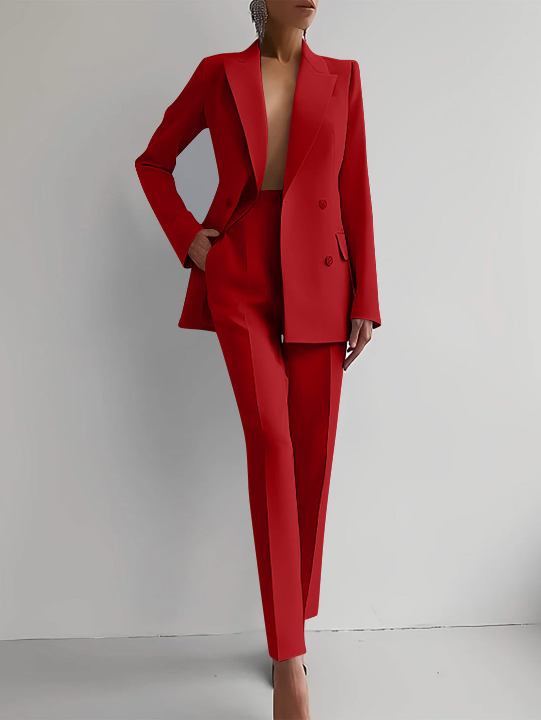 Women's tailored double-breasted blazer with slim pleat trousers Mune Fashion