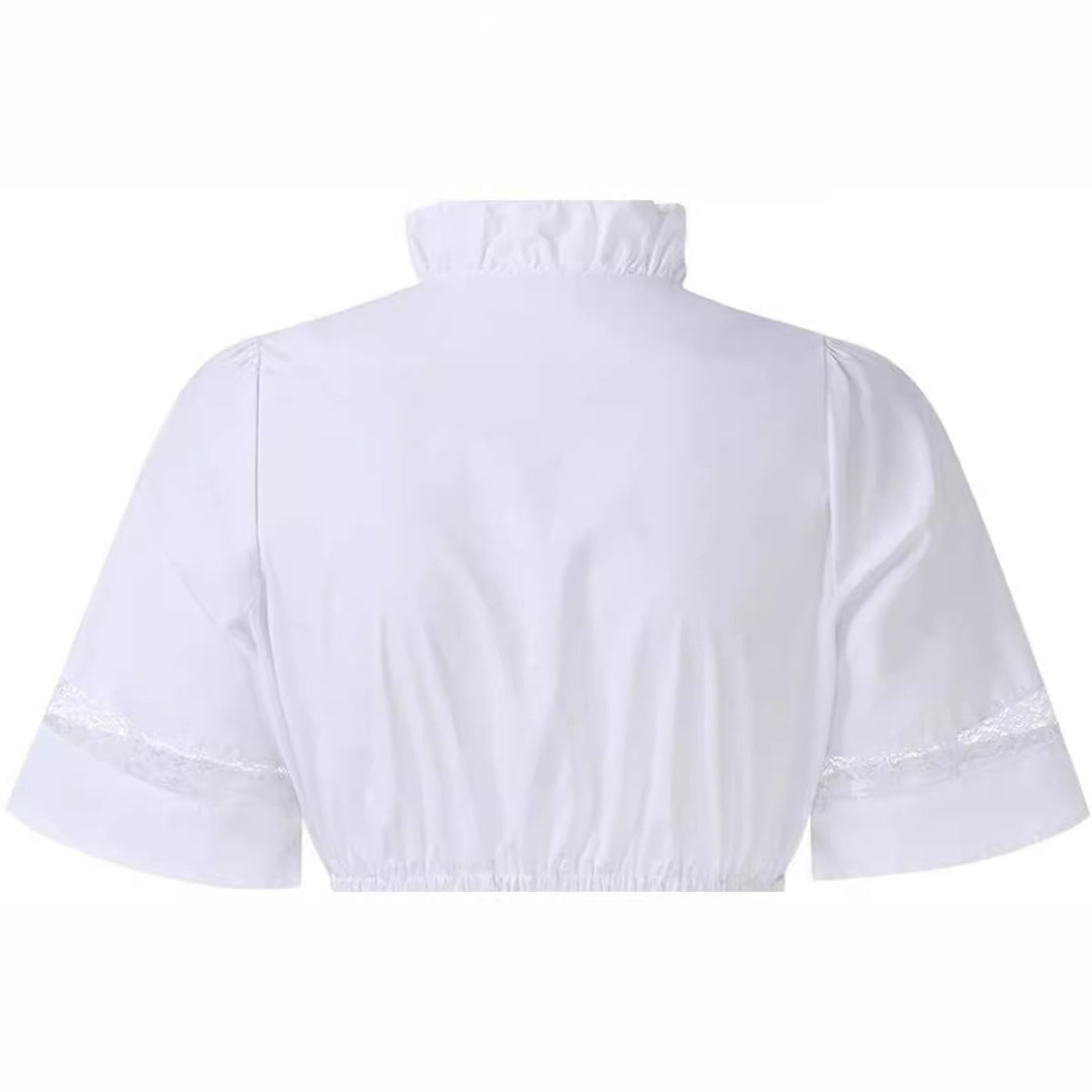 Women's traditional Dirndl blouse with ruffle neckline and lace trim as well as three-quarter sleeves Mune Fashion