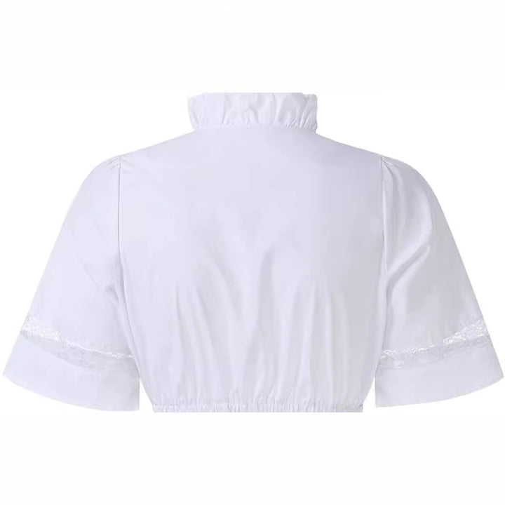 Women's traditional Dirndl blouse with ruffle neckline and lace trim as well as three-quarter sleeves Mune Fashion
