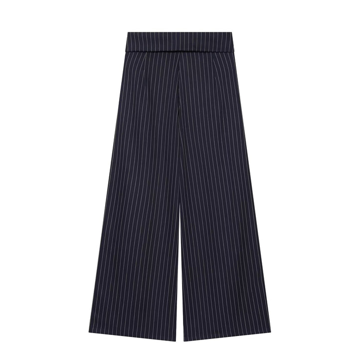Women's Wide Culotte Pants with High Waist, Drawstring and Front Leg Slits Mune Fashion