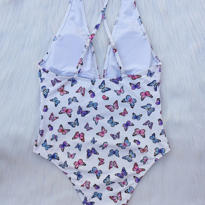 Ladies High-Waisted Swimwear with Butterfly Print Mune Fashion