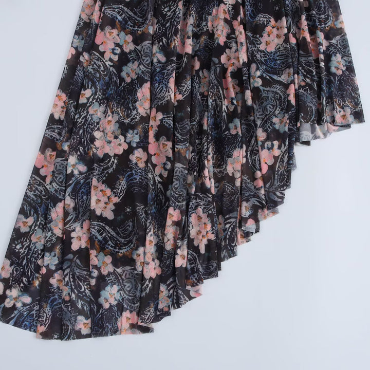 Women Asymmetrical One-Shoulder Dress with Long Sleeve and Tiered Skirt Mune Fashion