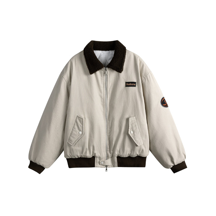 Unisex Boxy Bomber Jacket with Teddy Collar, Corduroy Look and Utility Pockets Mune Fashion