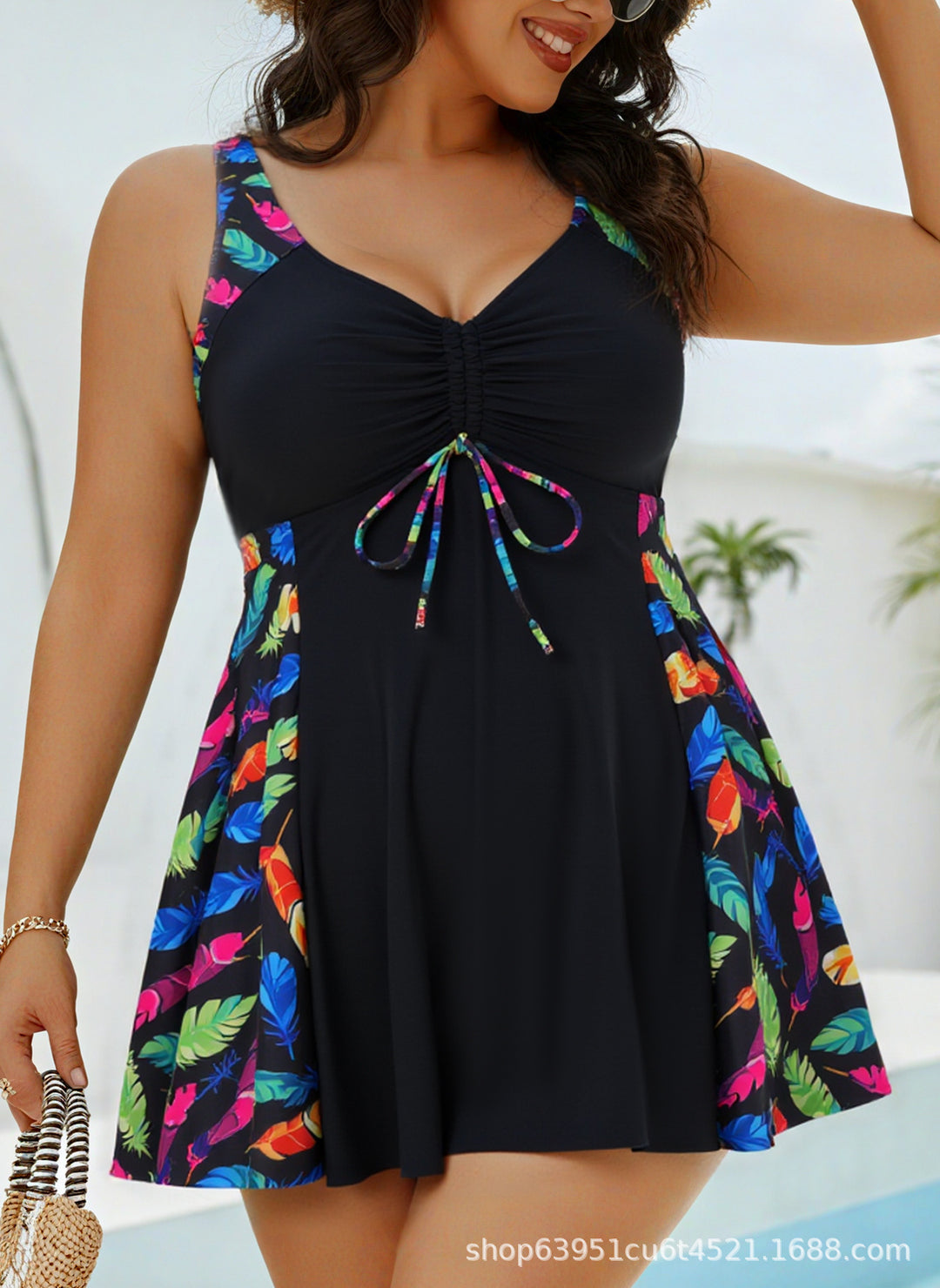 Ladies' swim overall with fashionable animal print Mune Fashion