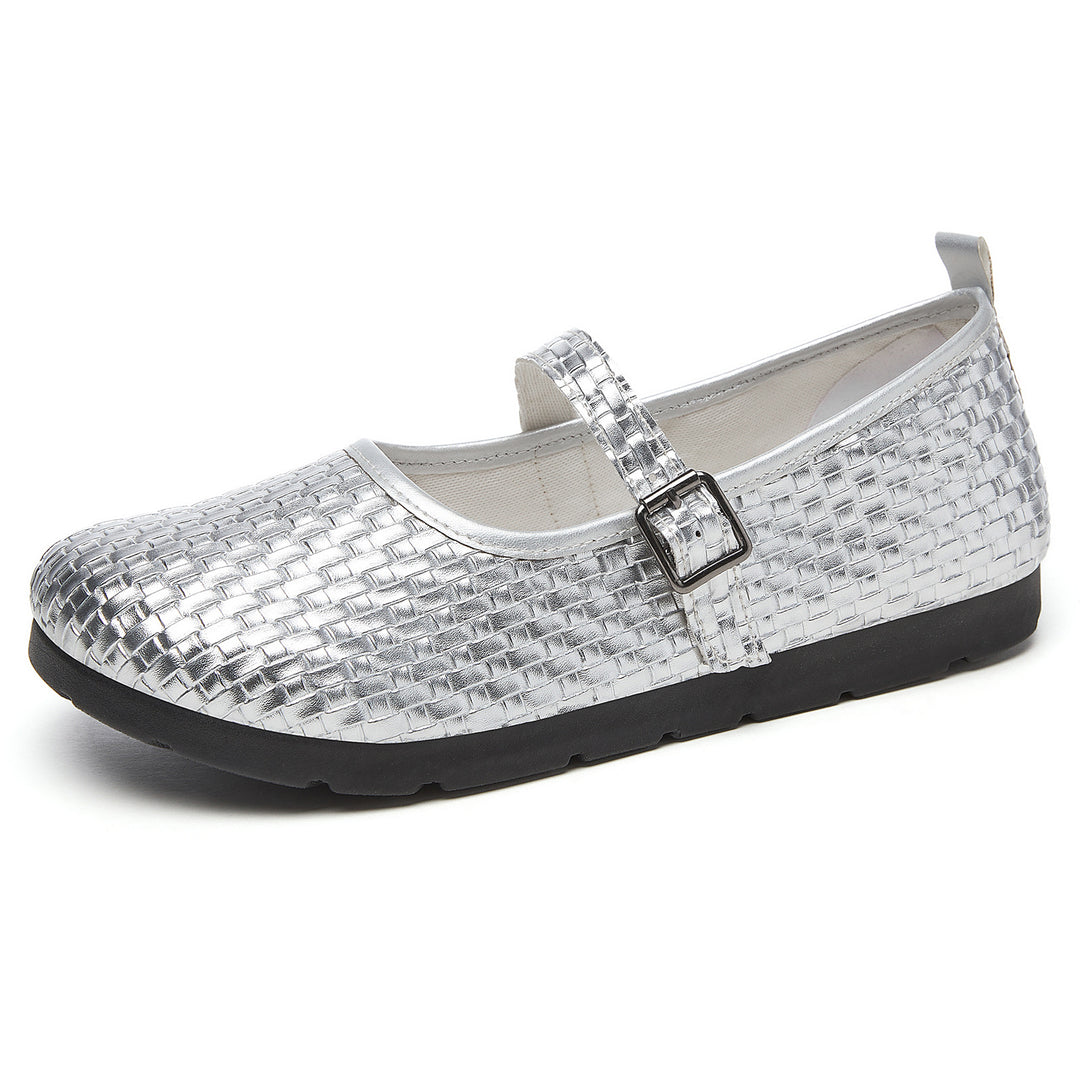 Ladies nan Mary-Jane ballerina slippers with woven surface structure, adjustable strap and shock-absorbing lightweight sole Mune Fashion