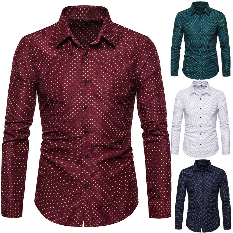 Men's patterned tailored long-sleeve shirt with Kent collar and stretch Mune Fashion