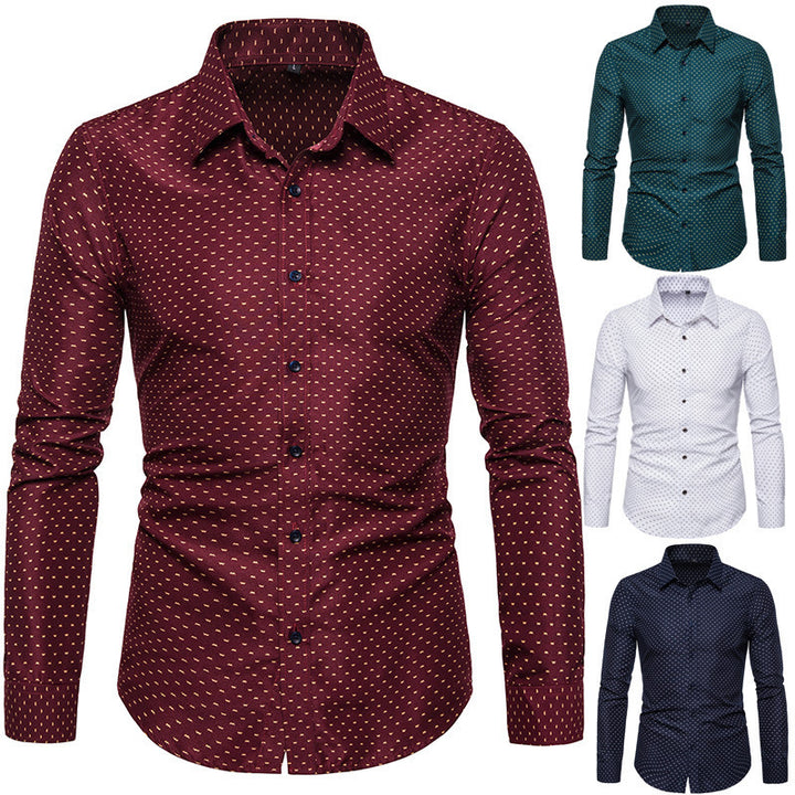 Men's patterned tailored long-sleeve shirt with Kent collar and stretch Mune Fashion
