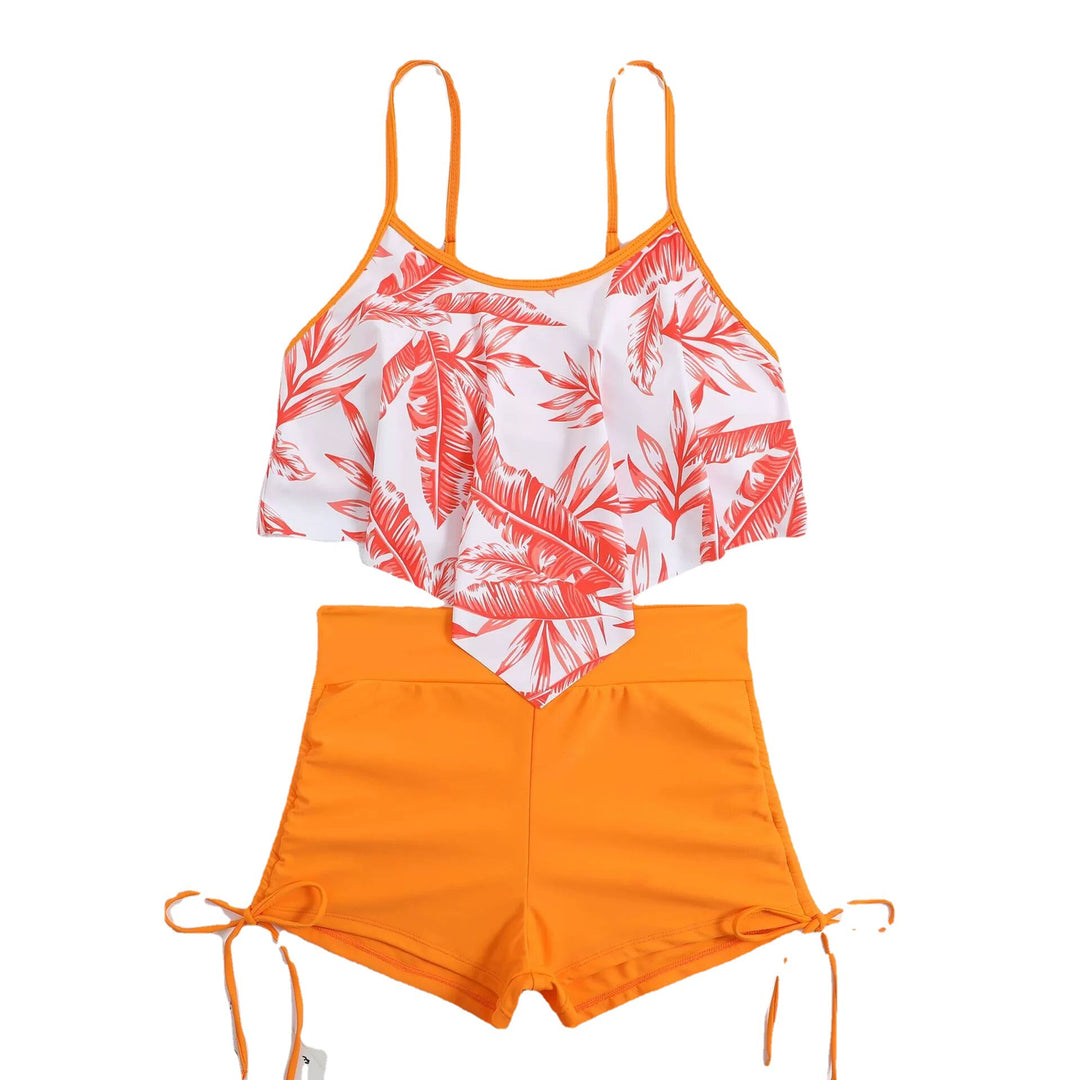 Women’s Sporty Tankini Set with Ruffles and Adjustable Straps Mune Fashion