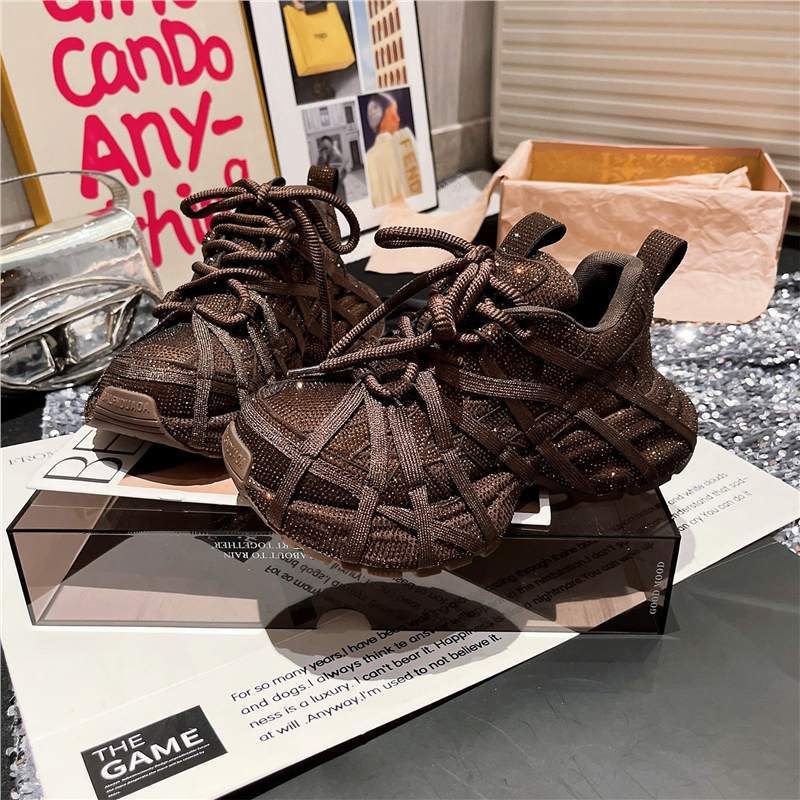 Ladies Glamorous Chunky Sneakers with full rhinestone embellishment and profiled rubber sole Mune Fashion