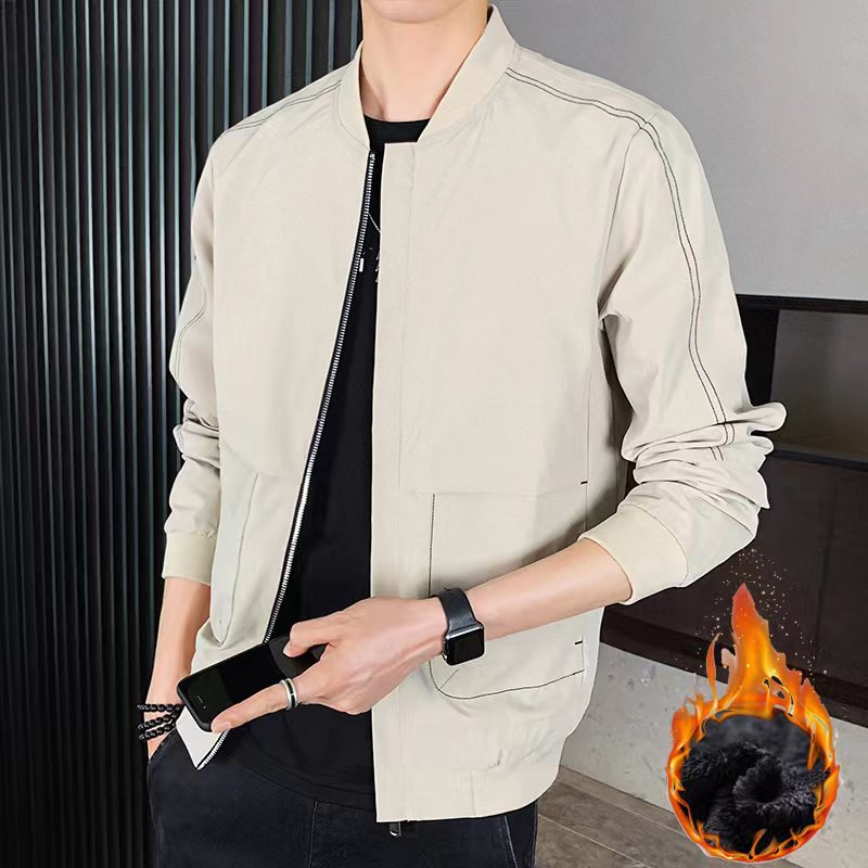 Men's lightweight bomber jacket with contrast seams, zipper and ribbed cuffs Mune Fashion
