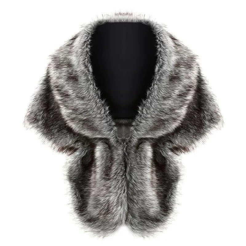 Women's elegant faux fur shoulder stole in capelet cut Mune Fashion