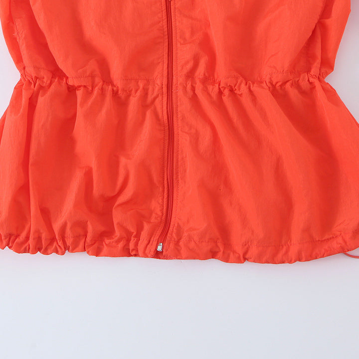 Ladies Light Wind Jacket with High Collar, Drawstring Waist and Elastic Cuffs Mune Fashion