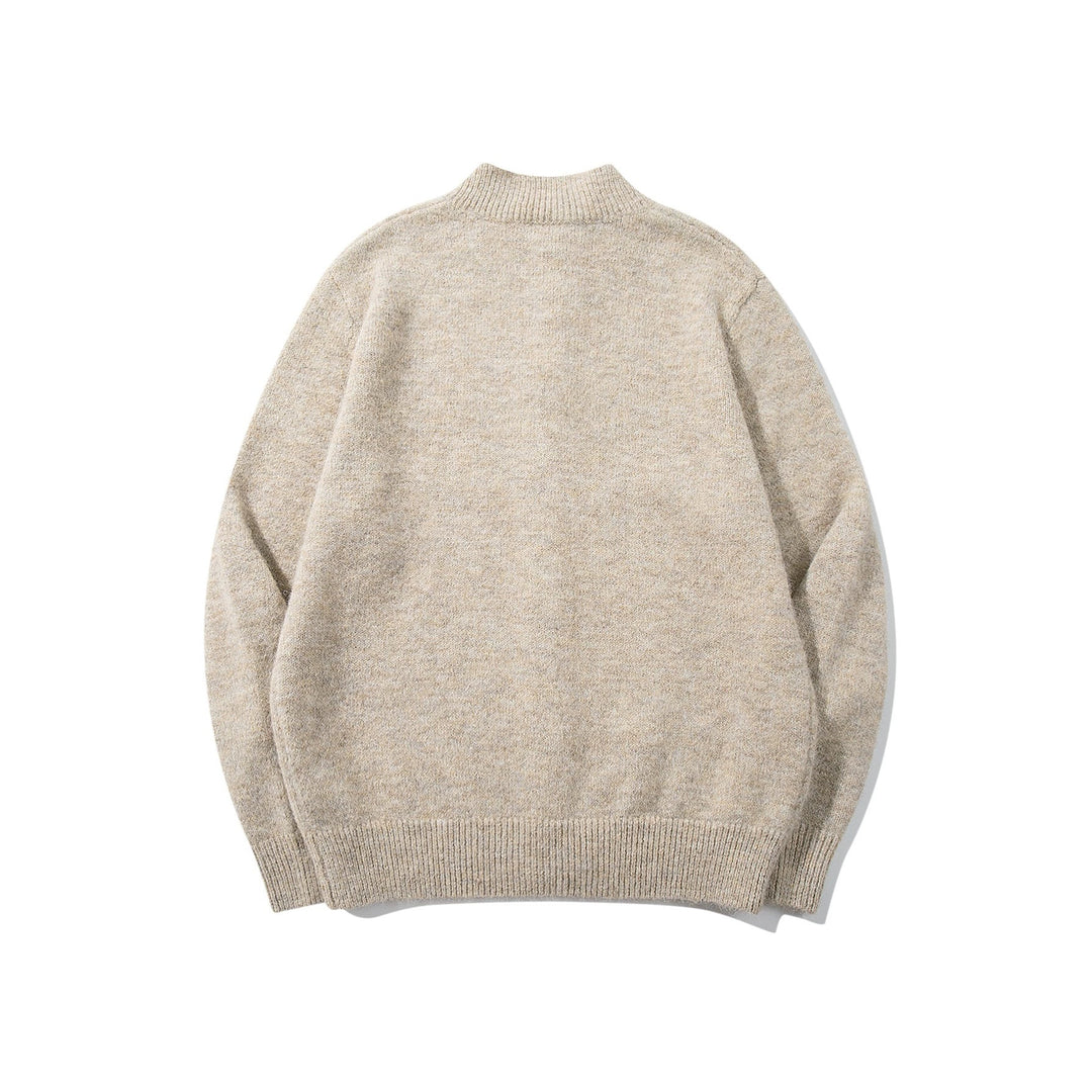 Unisex Chunky Knit Boucle Cardigan with Stand-Up Collar and Button Placket Mune Fashion