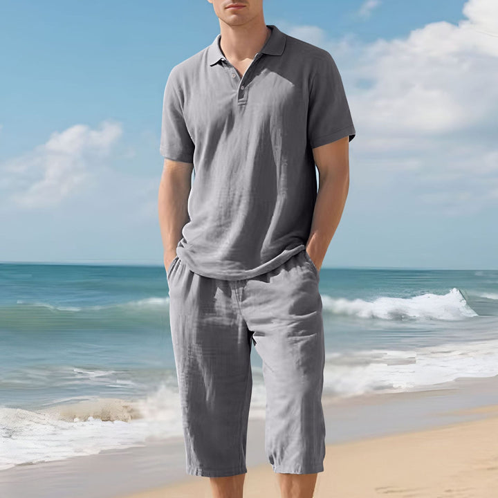 Men's light polo and bermuda set made of silky cotton jersey Mune Fashion