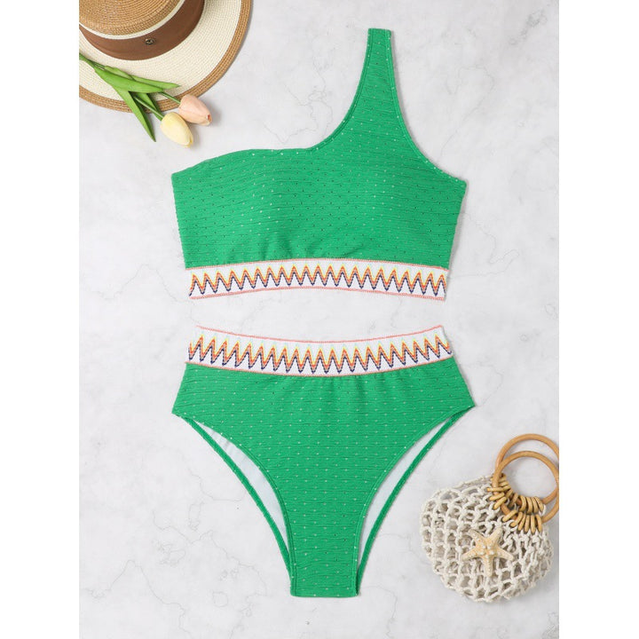 Women's One-Sided Bikini with Geometric Pattern and High Cut Mune Fashion
