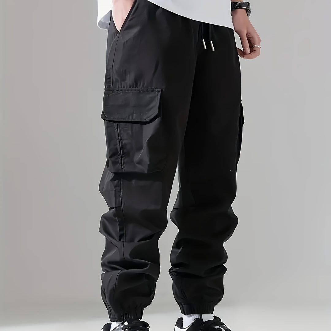 Men's cargo jogging pants with drawstring, multiple pockets & elastic cuffs Mune Fashion