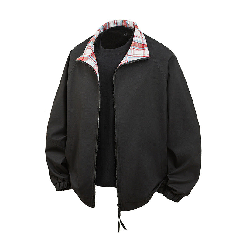 Women's Casual Transition Jacket with Checkered Collar Mune Fashion